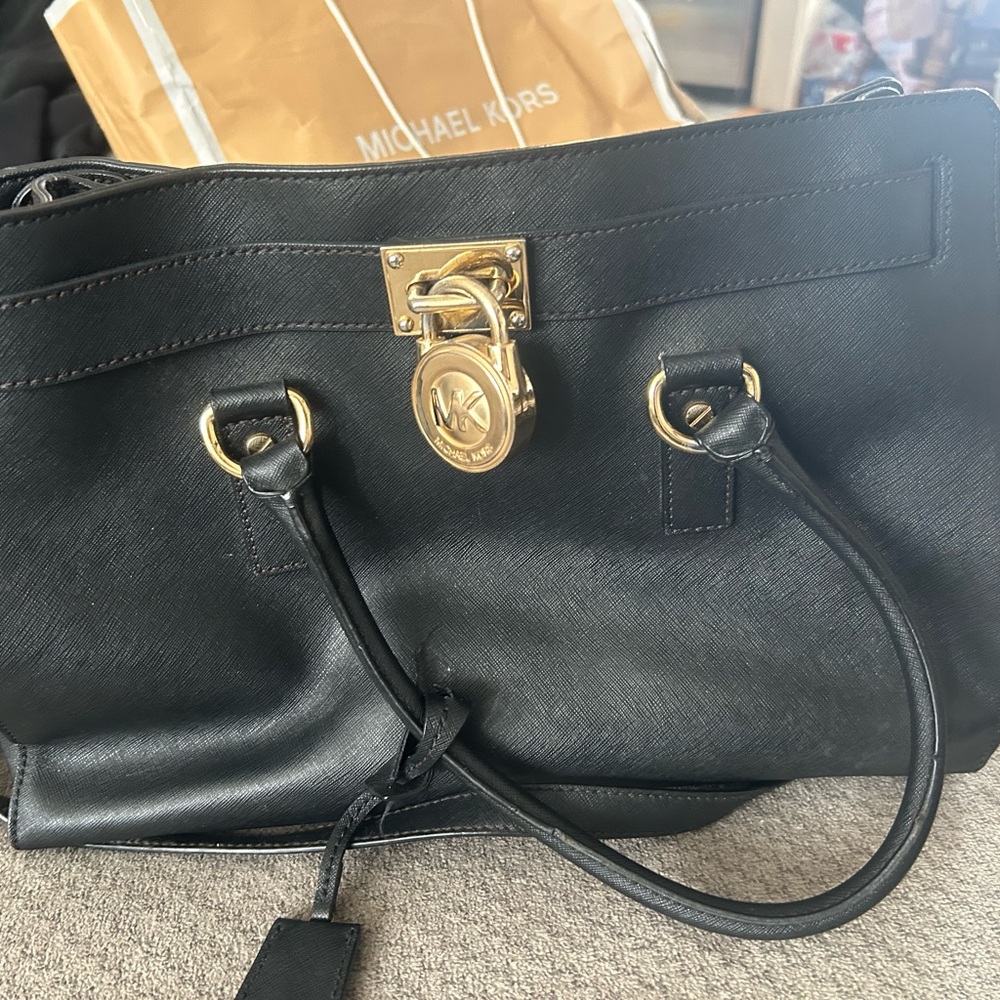 Michael Kors Black Leather Tote Bag